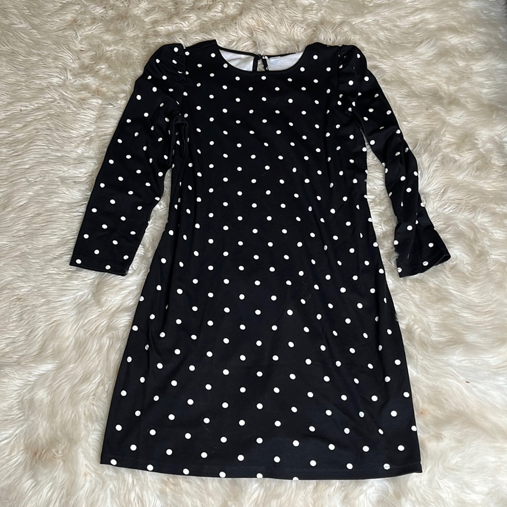 Old Navy Size small black and white polka dot long sleeved MIDI dress